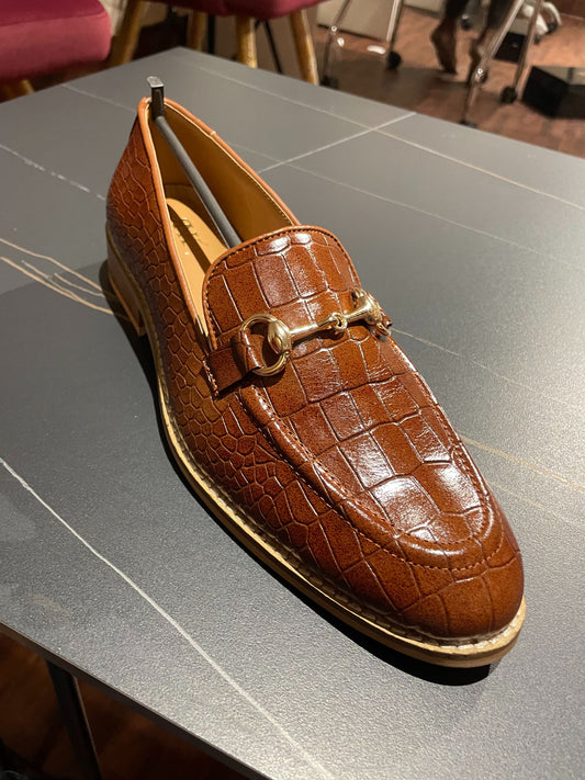 Regal Crocs Tan - Premium Men’s Designer Loafers in Tan(1.5 Inches Mid Heel)