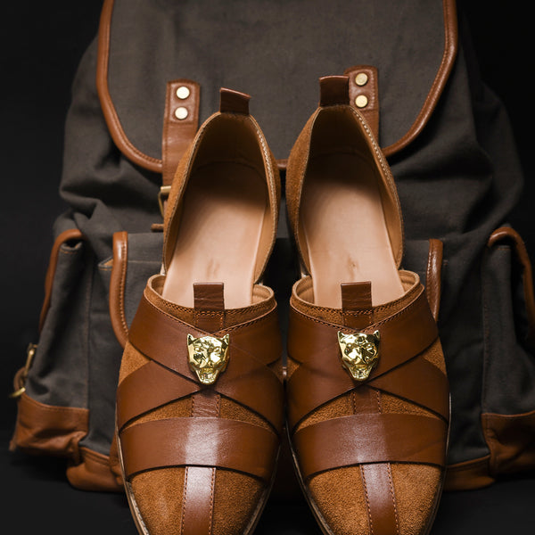 Lion Crest Leather Peshawari Sandals