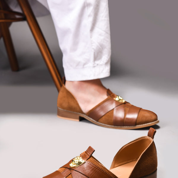 Lion Crest Leather Peshawari Sandals