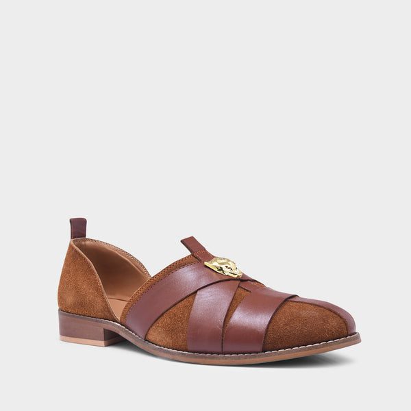 Lion Crest Leather Peshawari Sandals
