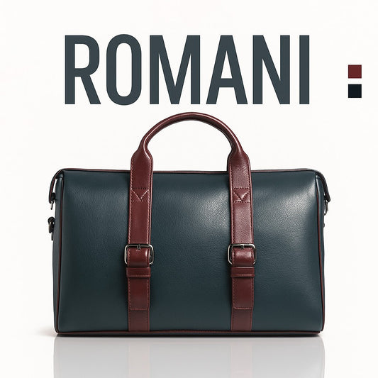 Green leather bag with brown straps 