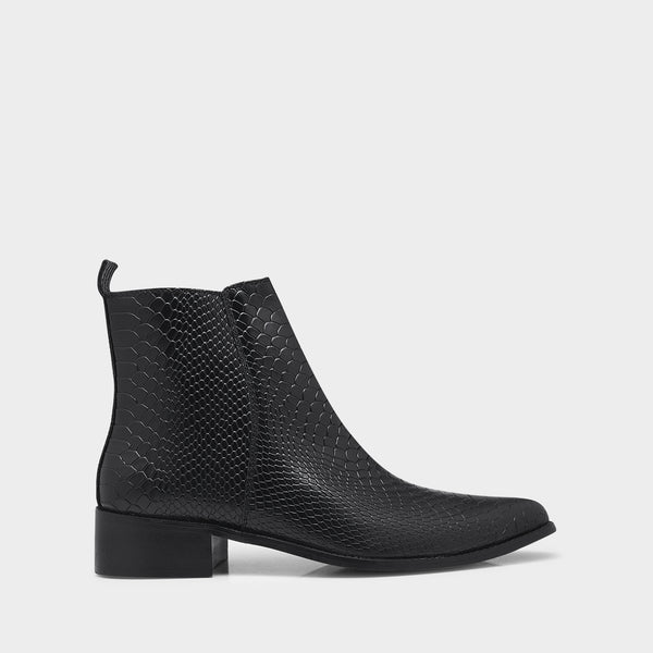 "Luxury black crocodile-embossed Chelsea boots for men - Venom Croco by RNK Luxe
