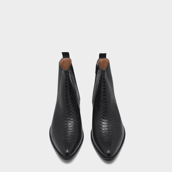 "Luxury black crocodile-embossed Chelsea boots for men - Venom Croco by RNK Luxe