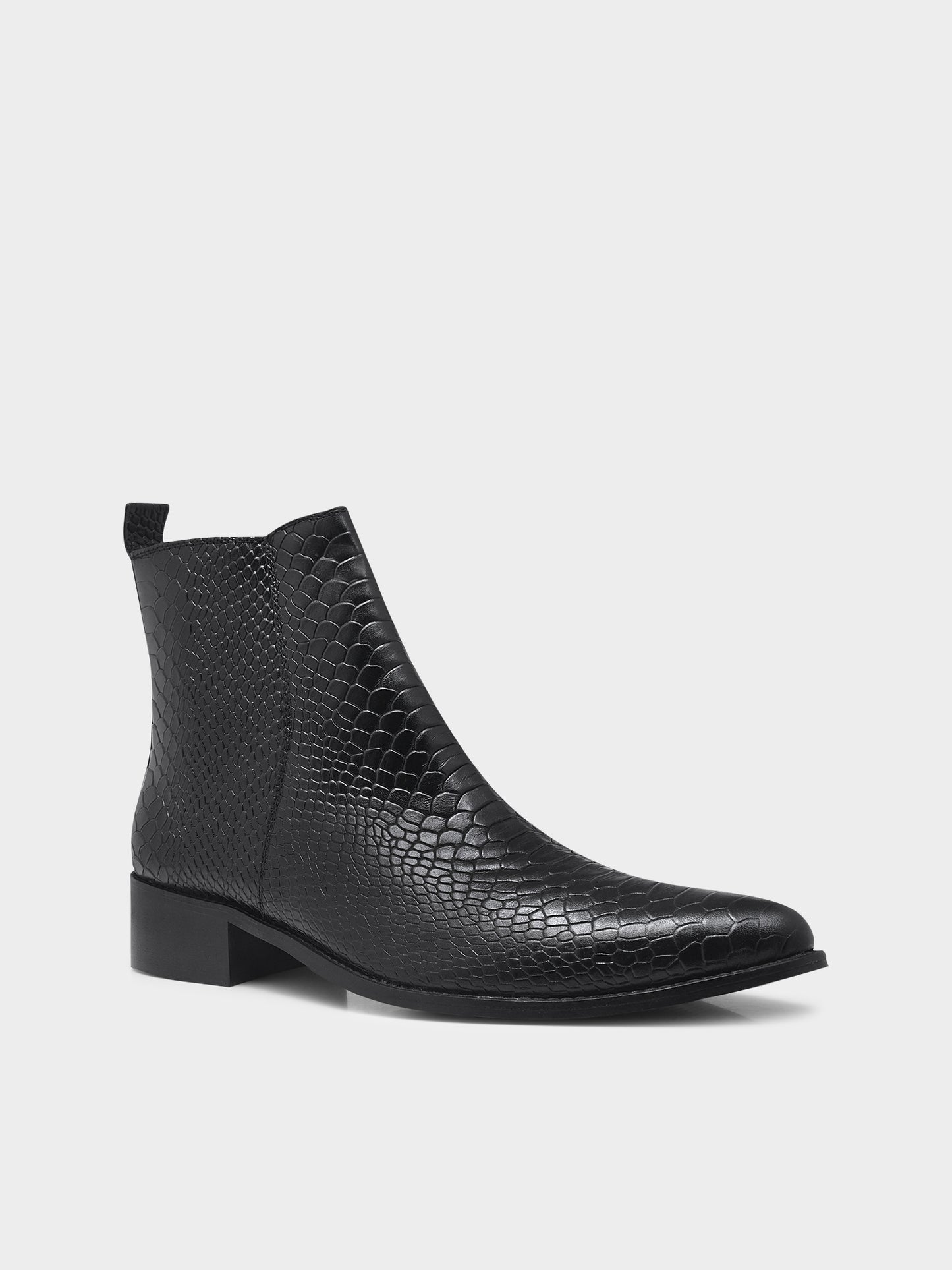 "Luxury black crocodile-embossed Chelsea boots for men - Venom Croco by RNK Luxe