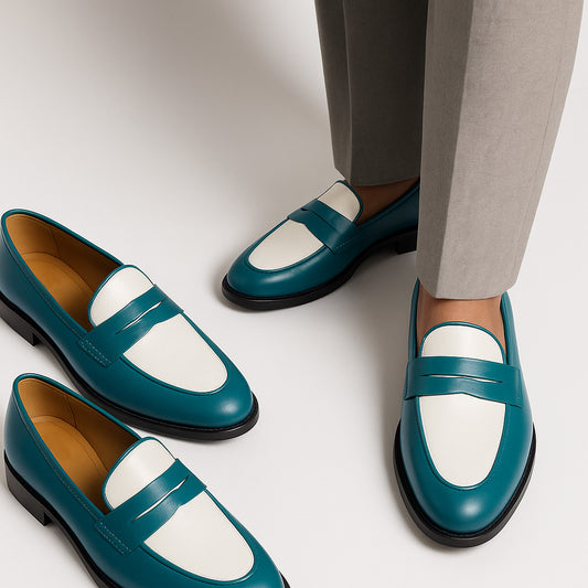 Old Money - Green Penny Loafers in Leather